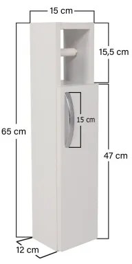 Mobiletto con porta carta igienica STAR 65x15 cm bianco