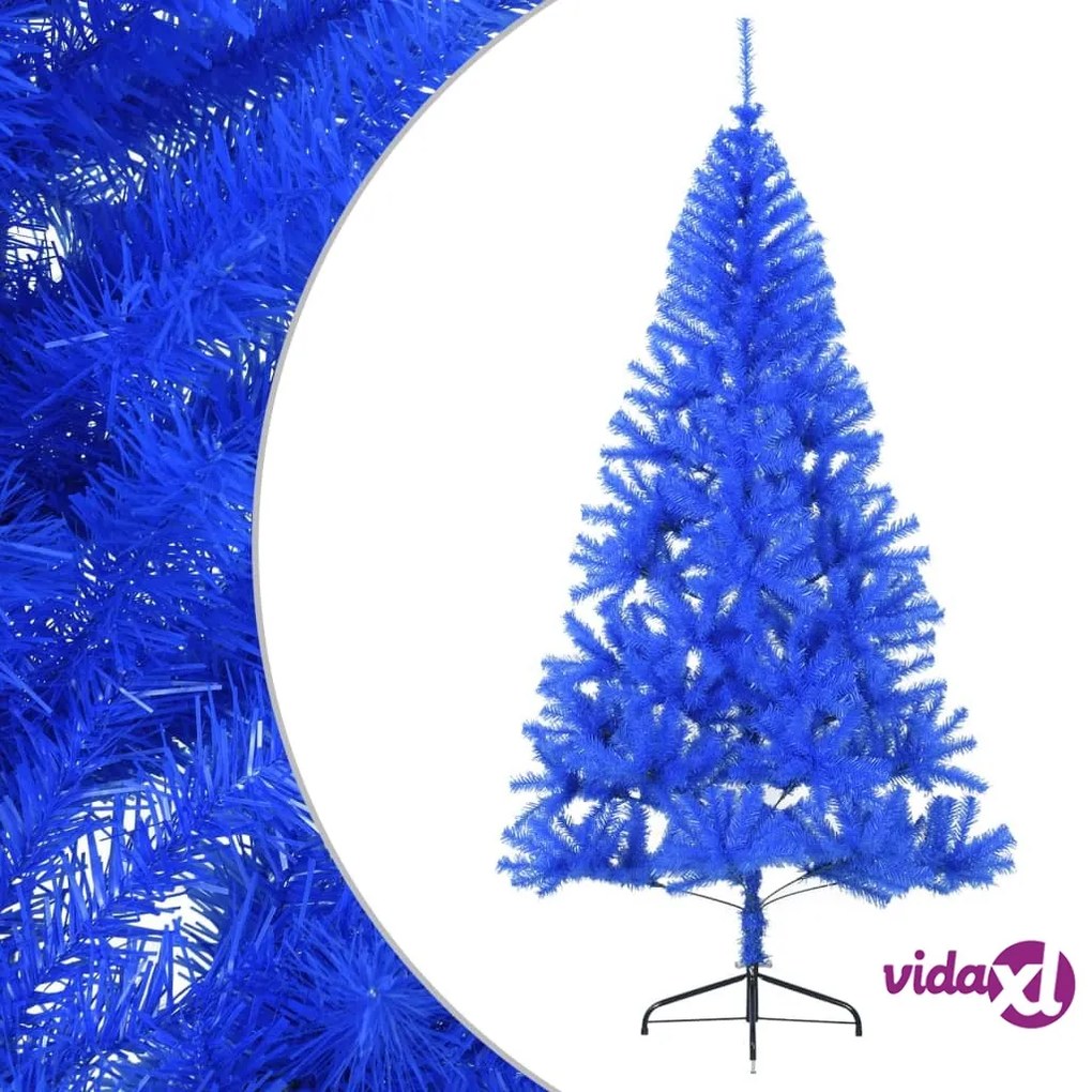 vidaXL Albero di Natale Artificiale a Metà con Supporto Blu 210 cm PVC