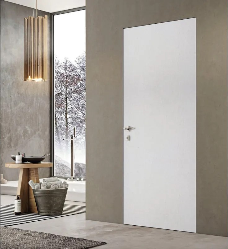Porta interna filomuro a battente Baku in legno colore bianco, L 80 x H 210 cm, apertura a destra