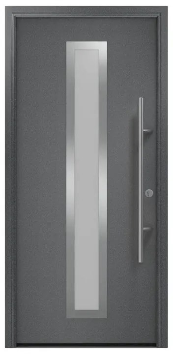 Portoncino d'ingresso HORMANN Iso Pro Secur 700s con vetro L 90 x H 210 cm in acciaio grigio, apertura tirare a sinistra