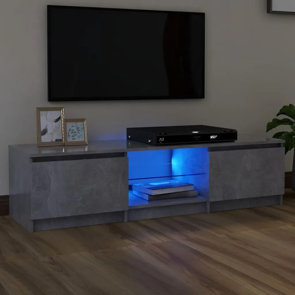 Mobile Porta Tv Con Luci Led Grigio Cemento 140x40x35,5 Cm /