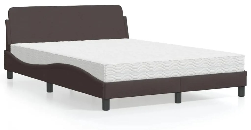 Letto Con Materasso Marrone Scuro 120x200cm Tessuto /