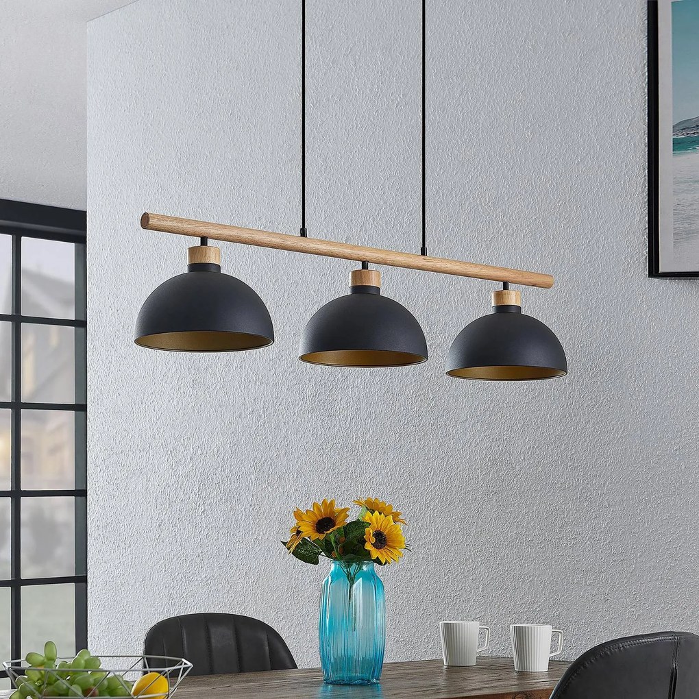 Lampada a sospensione Tirzana Lindby, dimmerabile, Nero, Soggiorno / Sala da pranzo, Metallo, Vintage, Lampada a sospensione