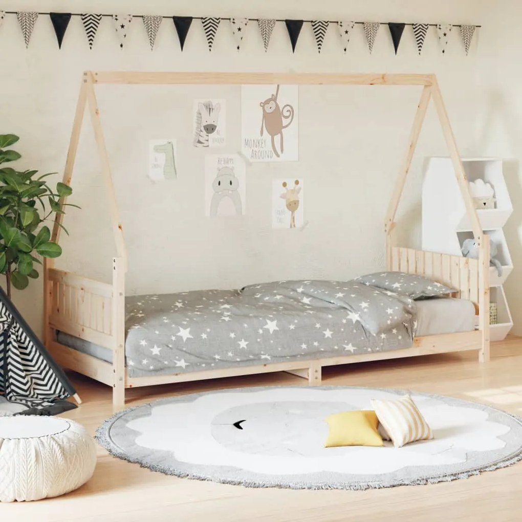 Giroletto Per Bambini 80x200 Cm İn Legno Massello Di Pino /
