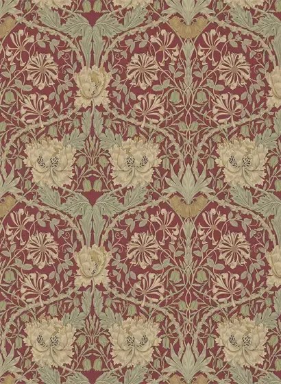 Tapete Honeysuckle & Tulip von Morris & Co. - Red/ Gold