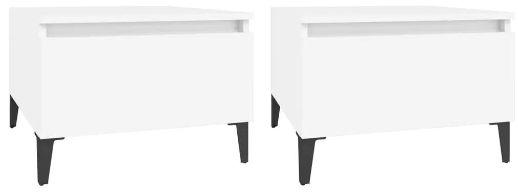 Tavolini bianchi 2pz 50x46x35 cm in legno multistrato
