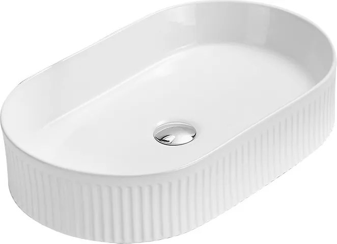 Mexen Grovo lavabo da appoggio scanalato 57 x 36 cm, bianco - 22305700