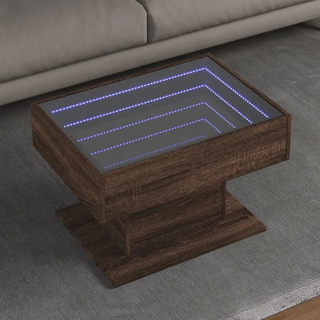 Tavolino Salotto Con Led Rovere Marrone 70x50x45 Cm Multistrato /
