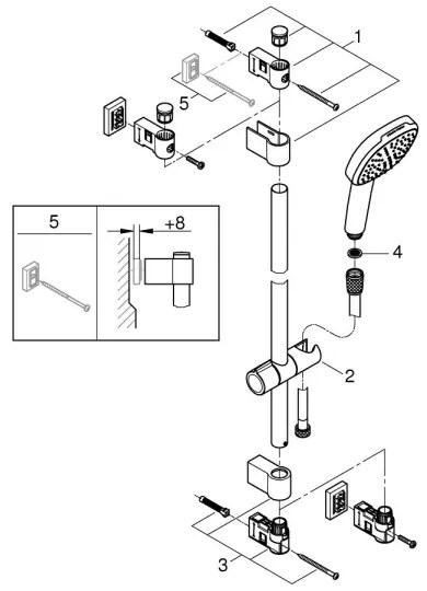 GROHE 2639810E - VITALIO COMFORT 110 Set doccia 600 mm, cromo lucido