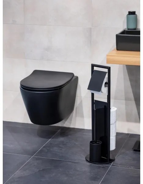 WENKO 24982800 - Set WC RAVINA 20x70 cm acciaio inox/nero