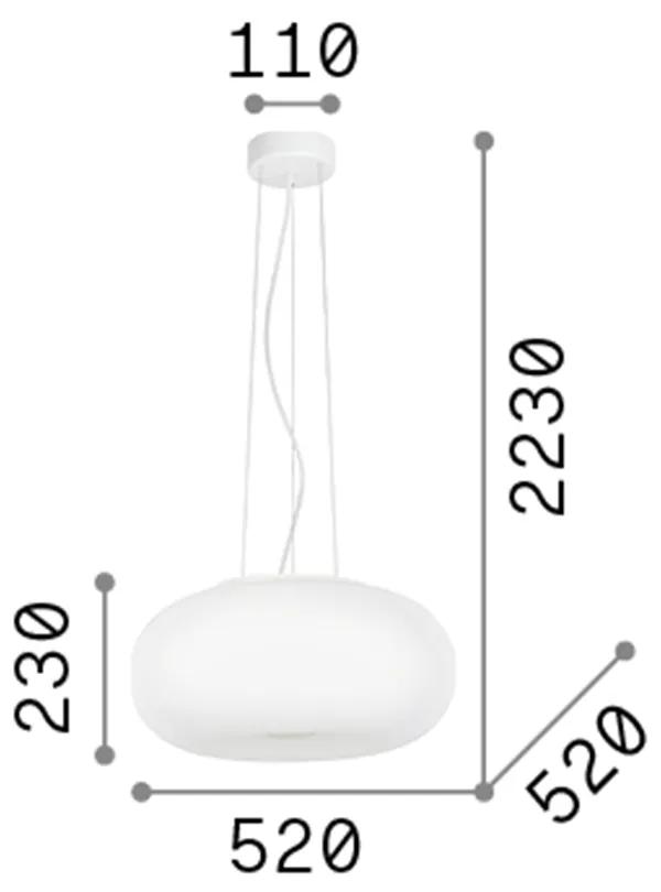 Lampadari E Sospensioni Ulisse Vetro Bianco 3 Luci E27 D52Cm