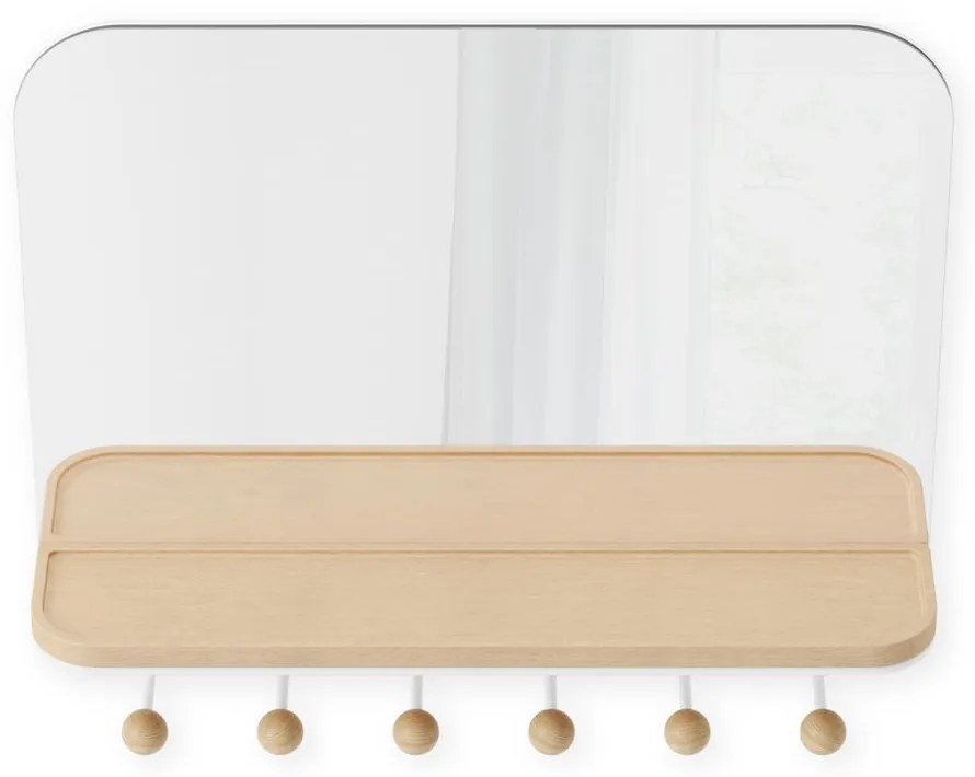 Appendiabiti da parete in legno di faggio bianco naturale con ripiano Estique - Umbra