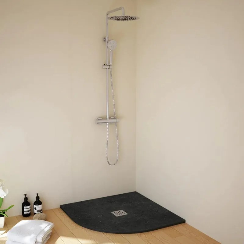Piatto doccia SANYCCES in resina semicerchio STRATO nero L 90 x L 90 cm