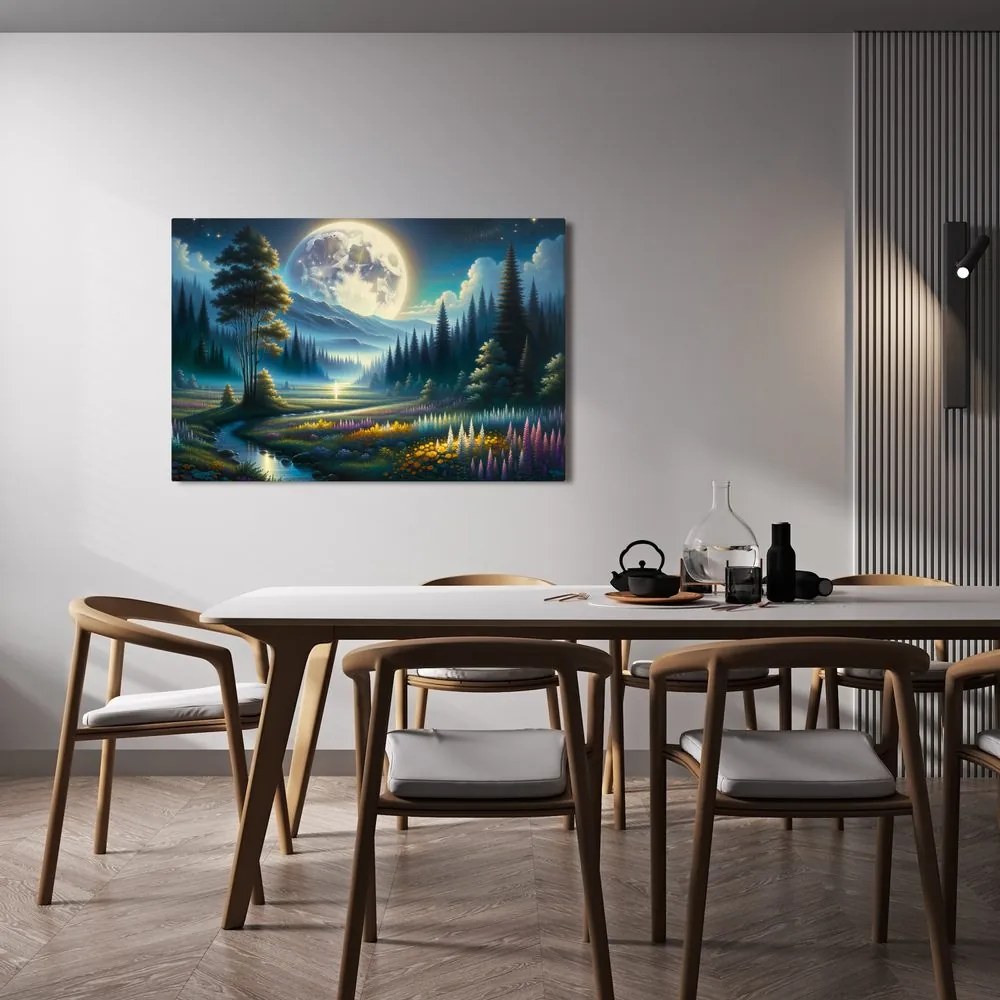 Quadro su tela – Valle magica alla luce della luna