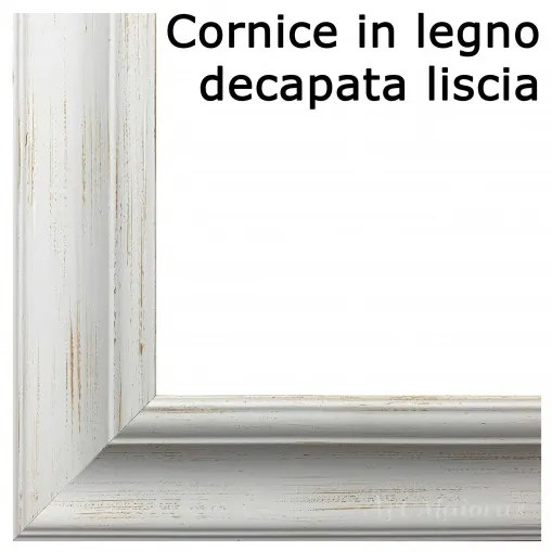 Art Maiora Capezzale con la sacra famiglia in stile moderno "Amore Infinito" 110x65 Cornice in legno decapata liscia