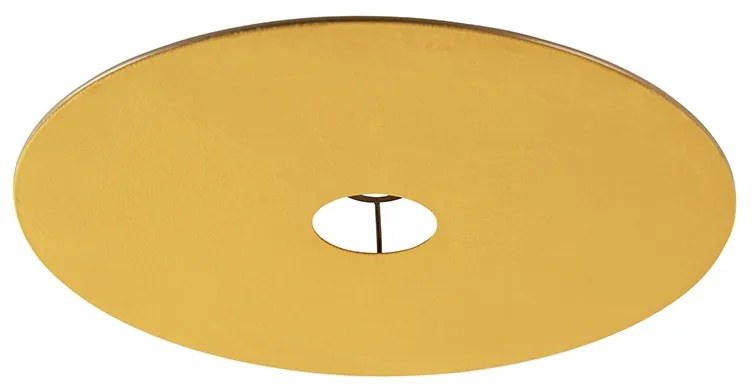 Paralume piatto in velluto giallo con oro 45 cm