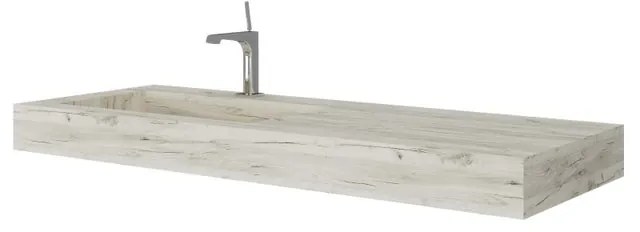 Lavabo integrale da appendere a sinistra rettangolare IDEEA L 120 x H 12 cm in legno bianco