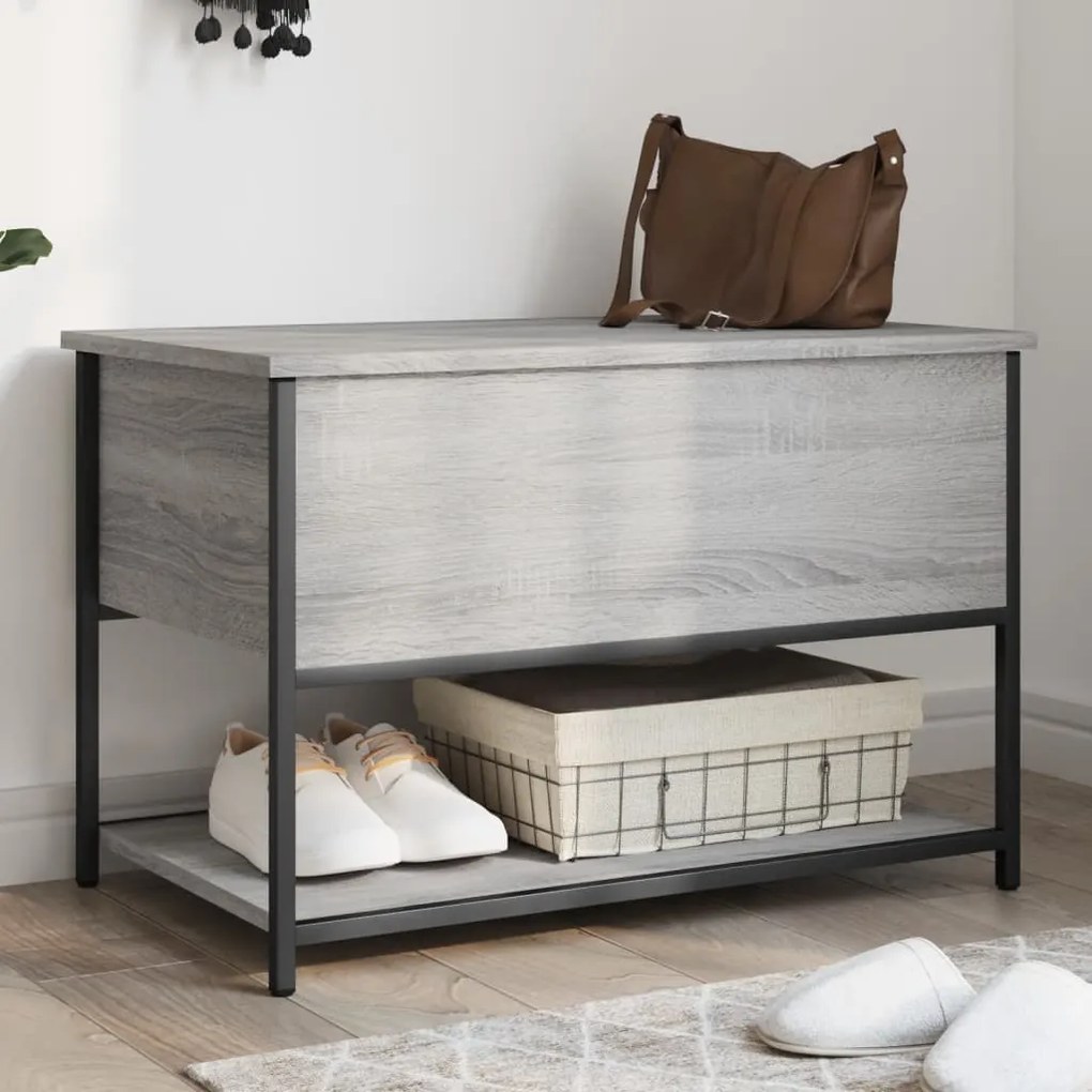 Panca portaoggetti grigio sonoma 70x42,5x47cm legno multistrato