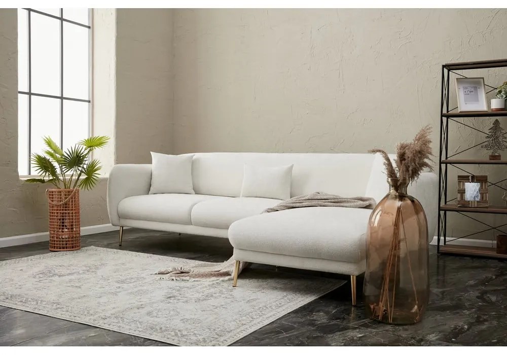 Divano angolare bianco (con penisola a destra/con chaise lounge) Simena – Balcab Home