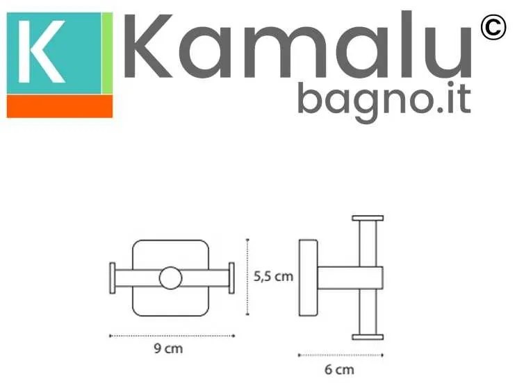 Kamalu - appendiabiti doppio per bagno in acciaio inox finitura nera opaca | clode-n