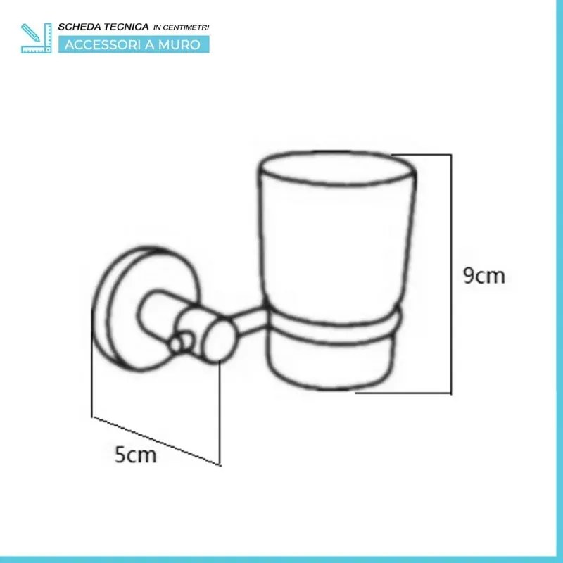 Set accessori a muro 6 pezzi in metallo cromato e ABS viti incluse Sprint