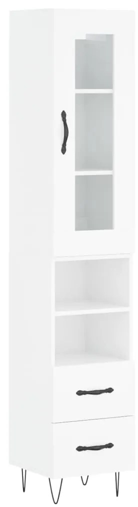 Credenza 34,5x34x180 cm in legno multistrato bianco lucido