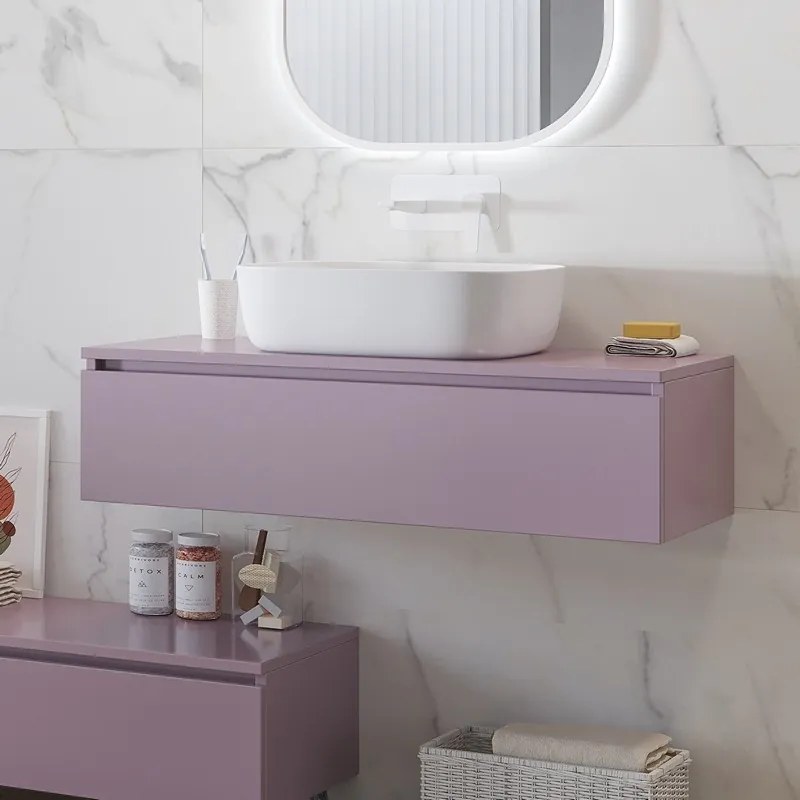 Composizione bagno con mobile a rotelle e mobile sospeso 100 cm | KAM-KK1002 - KAMALU