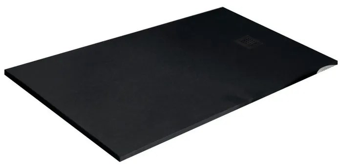Piatto doccia in resina Strato nero L 180 x L 90 x H 3.2 cm opaco effetto pietra