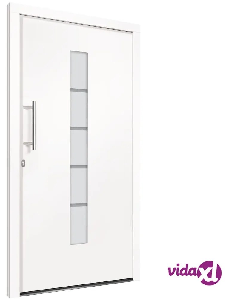 vidaXL Porta d'Ingresso in Alluminio e PVC Bianco 100x210 cm