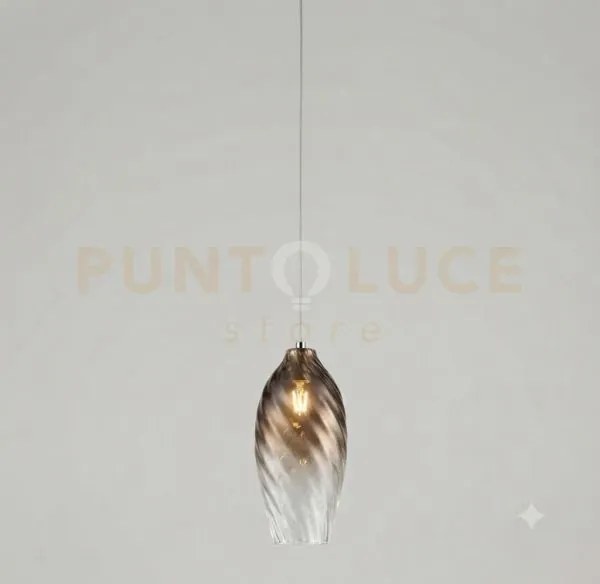 Sospensione 1 luce attacco e27 con cavo cm 250 con vetro 1242 sigma...