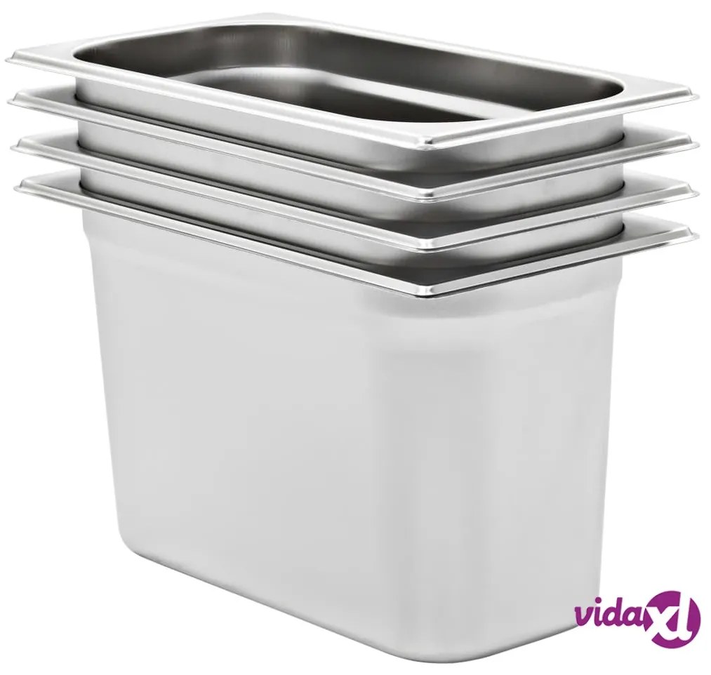 vidaXL Contenitori Gastronorm 4 pz GN 1/3 200 mm in Acciaio Inox