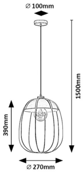 Rabalux 72034 - Lampadario a sospensione con filo SVENS 1xE27/60W/230V nero/arancione