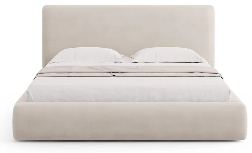 Letto matrimoniale imbottito beige con vano contenitore e doghe 160x200 cm Colonel - Cosmopolitan Design