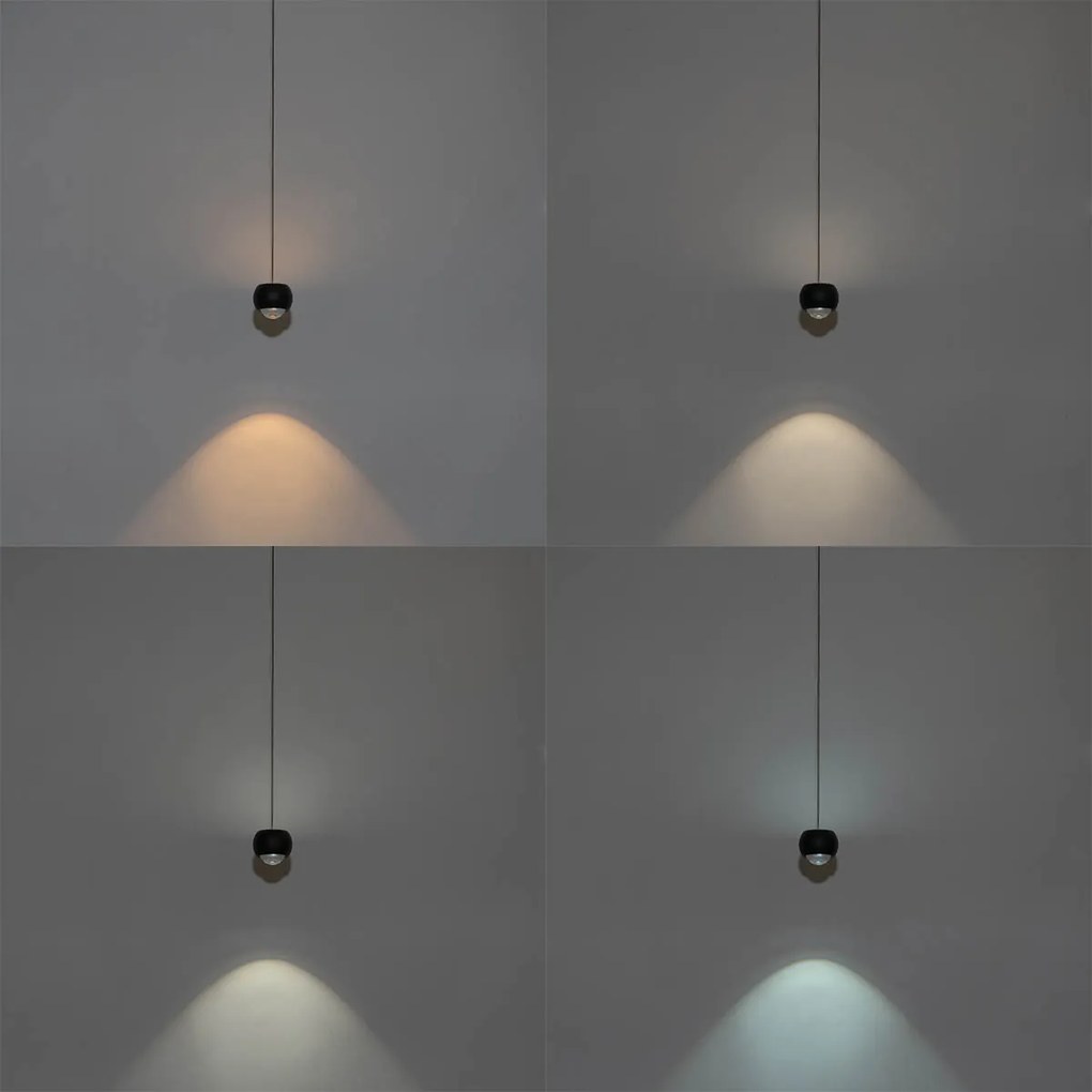 Lampada a sospensione moderna nera per sistema a binario monofase con LED integrato - Magnetic Lance