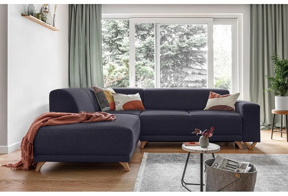 Divano angolare color antracite allungabile e con contenitore (penisola a sinistra/a L) Classy Sophie – Miuform