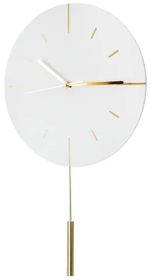Orologio da parete con pendolo pr. 30 cm 1xAA bianco/oro