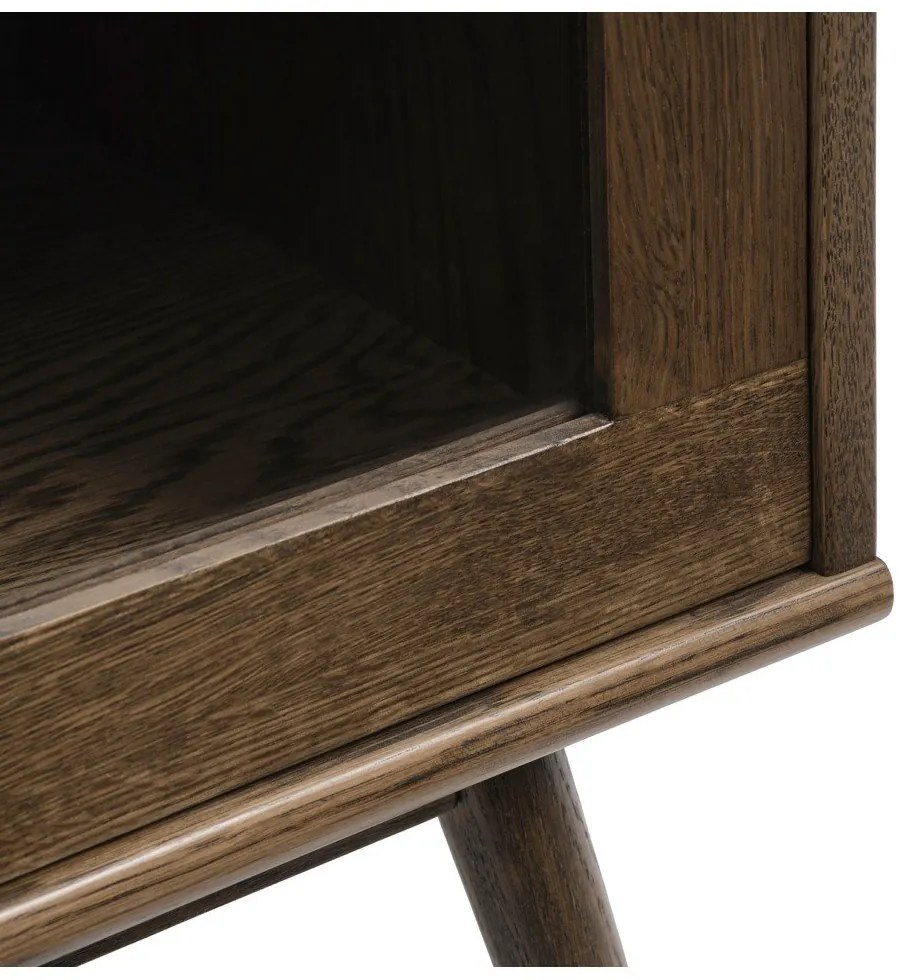 Vetrina marrone scuro effetto rovere con ante scorrevoli 110x160 cm Barrali - Unique Furniture