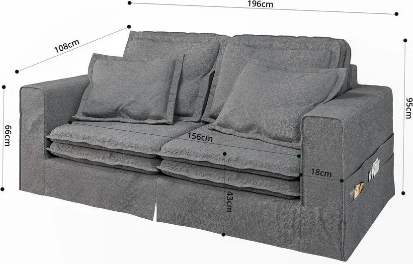 Divano grigio 196 cm Nora – Ropez