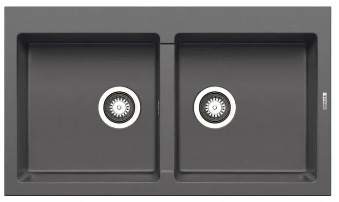 Lavello integrato 2 vasche PYRAMIS Athlos granito L 50 x L 86 cm grigio