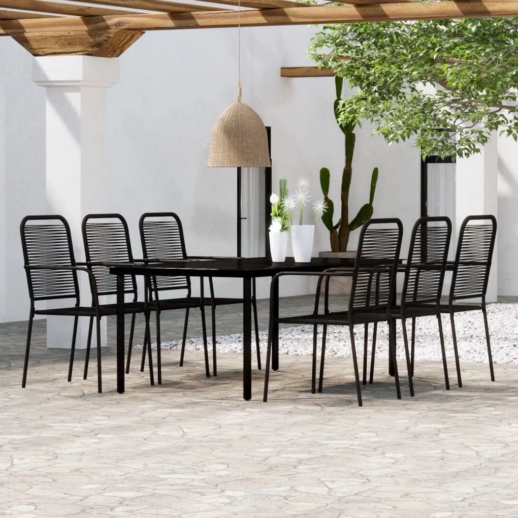 Set mobili da pranzo per giardino 7 pz nero