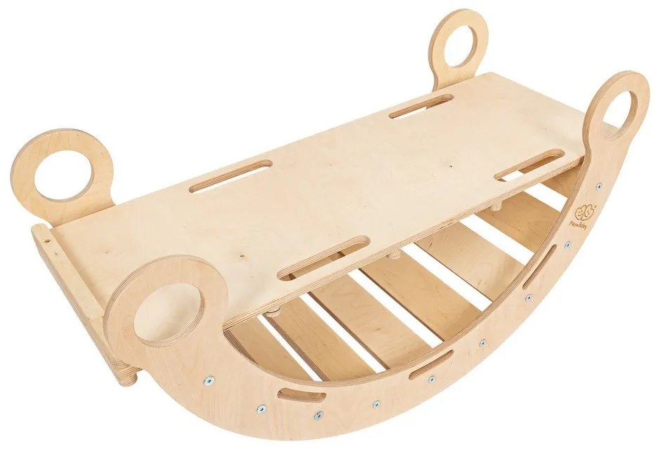 Arco a dondolo montessori di colore naturale in pino massiccio 39x75x38 cm Montessori – Meowbaby