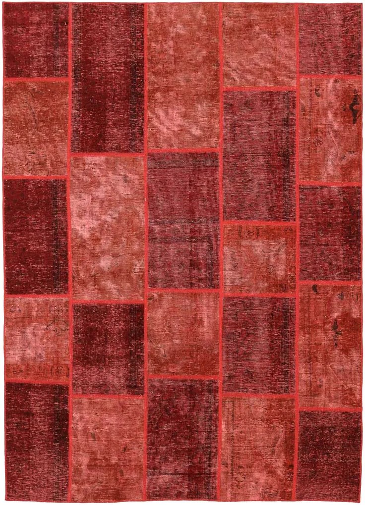 Patchwork Tappeto 170 x 240 Rosso (Iran) Annodato A Mano
