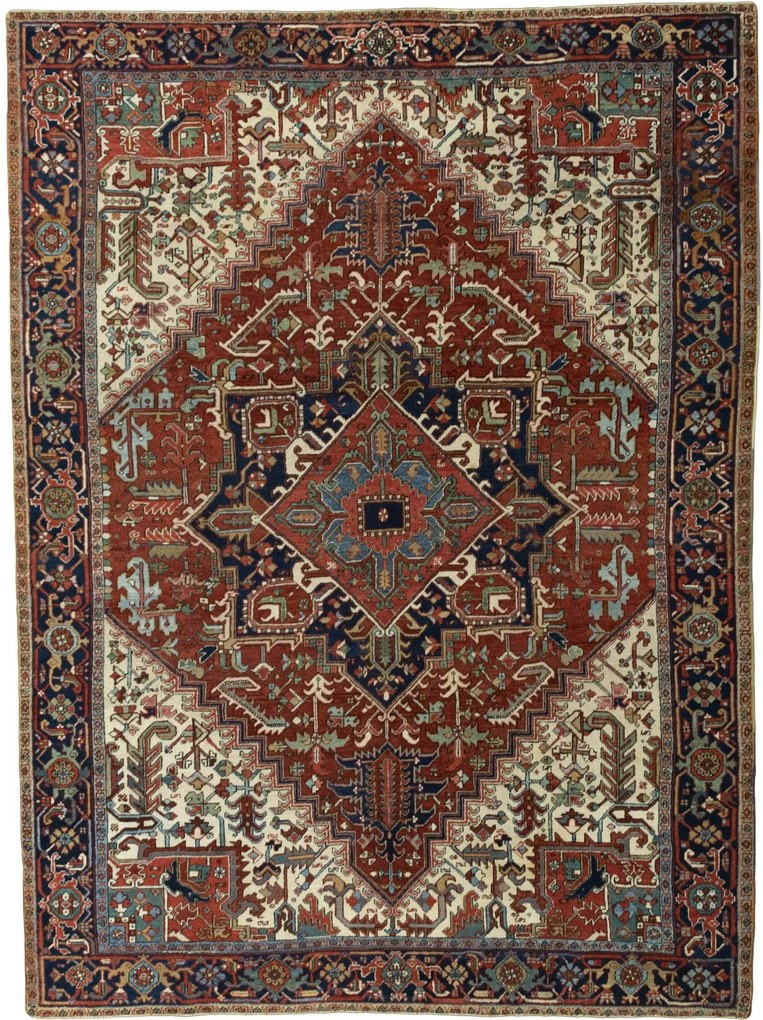 Heriz Tappeto 260 x 360 Rosso (Iran) Annodato A Mano