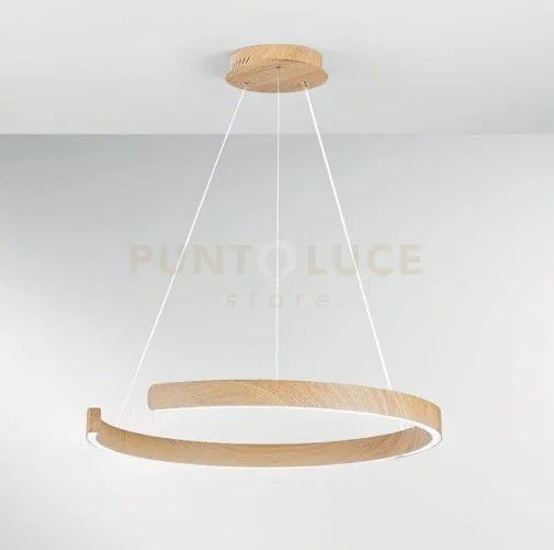 Lampadario a sospensione led navel legno 50w 6600lm cct 3000 4000 6...