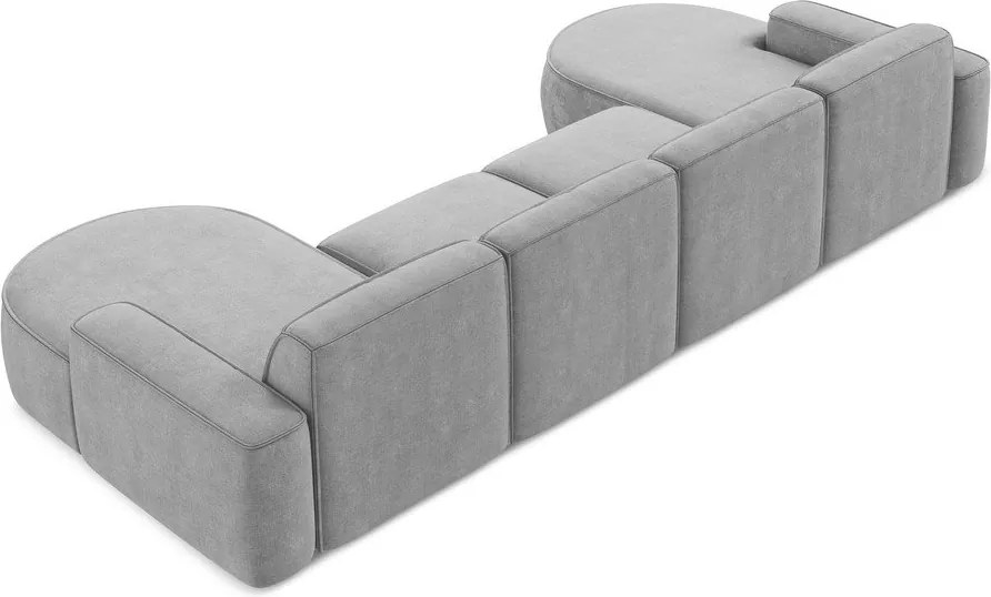 Divano angolare grigio chiaro (a U) con rivestimento in ciniglia Omao – Makamii