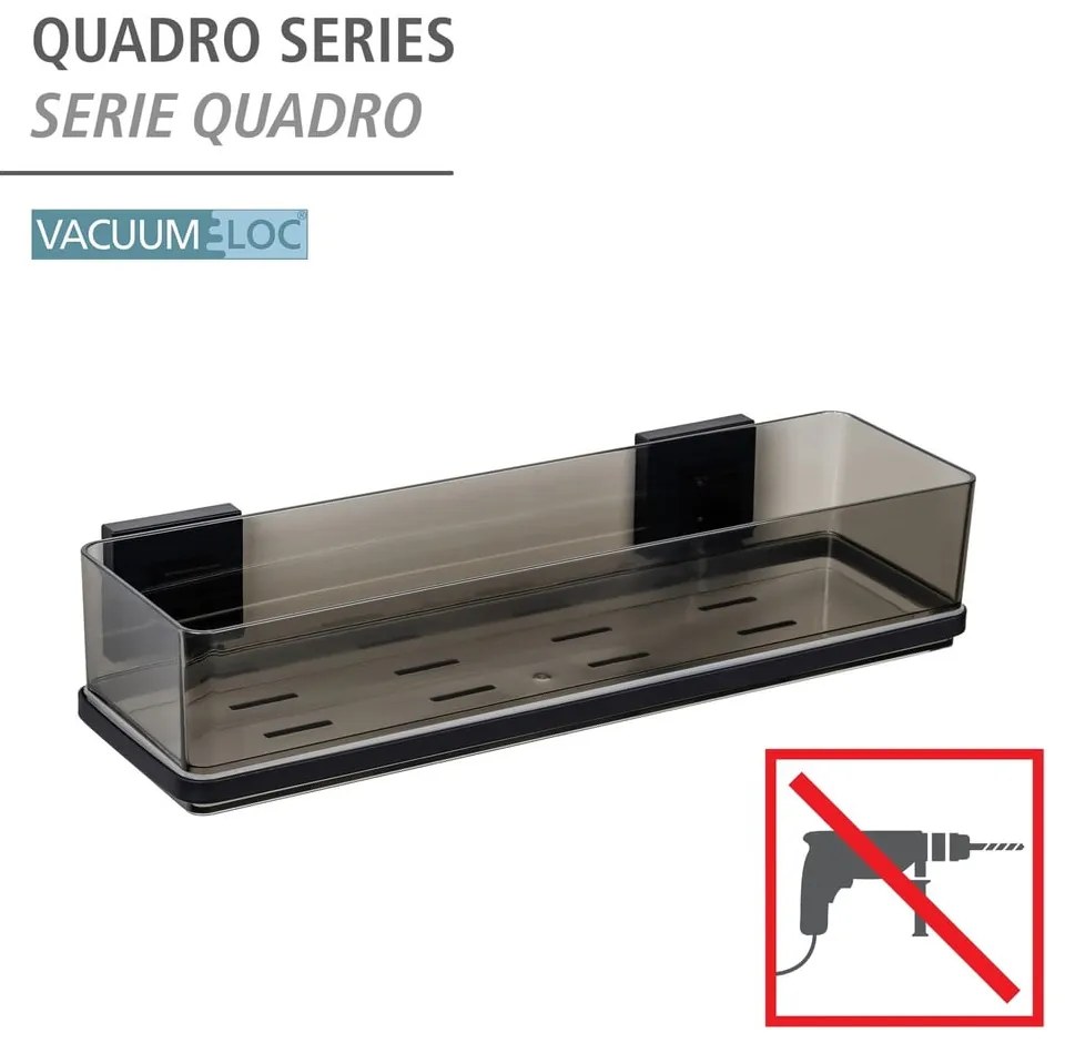Mensola in plastica nera autoportante per il bagno Quadro - Wenko