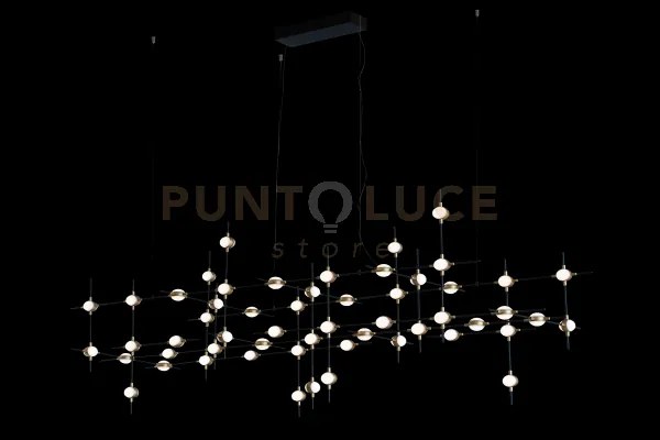 Lampada a sospensione molecular 55 lt, nera con oro, led 3000k 132w...