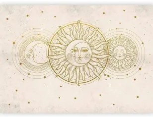 Carta da parati - Golden Sun and Moon - Artistic Illustration in Retro Style Standard 400x280