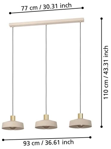 Eglo 900431 - Lampadario a sospensione con filo VALDIOLA 3xE27/40W/230V