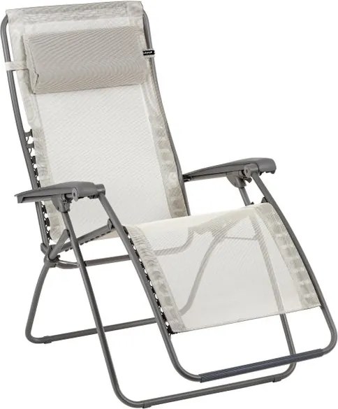 Lettino senza cuscino RELAX RSXA LAFUMA MOBILIER in acciaio grigio e seduta beige